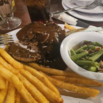 Rustic Café - Second-order Salisbury beef steak cooked just right! - American Near Me - Odessa, Texas Rustic Café - Second-order Salisbury beef steak cooked just right! - American Near Me - Odessa, Texas