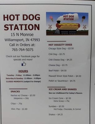 Menu photo 2 Hot Dog Station Williamsport, IN