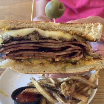 Pecan Point Gastropub & Brewery - Cuban sandwich, $15, we wanted more than a sprinkle of pulled pork. Sliced meat here is ham. Cold fries. Great ideas, poor execution. - Gastropubs Near Me - Texarkana, Texas Pecan Point Gastropub & Brewery - Cuban sandwich, $15, we wanted more than a sprinkle of pulled pork. Sliced meat here is ham. Cold fries. Great ideas, poor execution. - Gastropubs Near Me - Texarkana, Texas