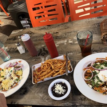 Park Cafe - (2) Chilaquiles 1- scrambled egg & steak 2-over easy egg & chorizo Sides -black beans -fries - American Near Me - Litchfield Park, Arizona Park Cafe - (2) Chilaquiles 1- scrambled egg & steak 2-over easy egg & chorizo Sides -black beans -fries - American Near Me - Litchfield Park, Arizona