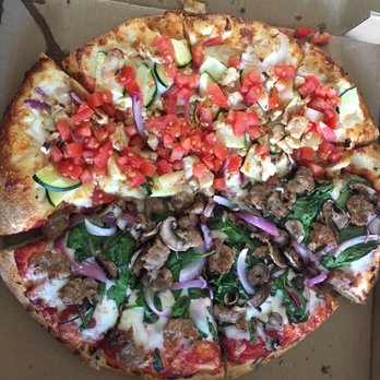 Stuft Pizza - Medium sized half garlic lemon chicken and half popeye's - Pizza Near Me - Milpitas, California Stuft Pizza - Medium sized half garlic lemon chicken and half popeye's - Pizza Near Me - Milpitas, California