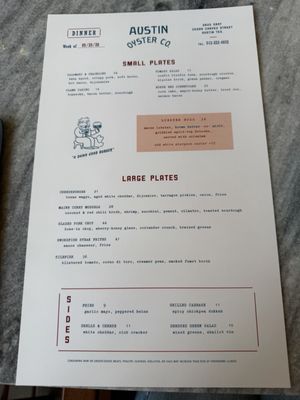 Menu photo 1 Austin Oyster Co. Austin, TX Menu photo 1 Austin Oyster Co. Austin, TX