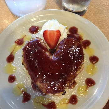Cypress Breakfast House - This was soooo good, heart-shaped stuffed French toast with raspberry sauce and lemon curd. - Breakfast & Brunch Near Me - Cypress, Texas