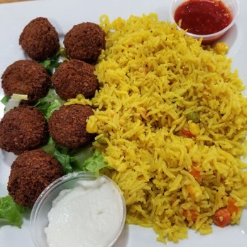 Jasmine Grill - Falafel platter with rice - Mediterranean Near Me - Charlotte, North Carolina Jasmine Grill - Falafel platter with rice - Mediterranean Near Me - Charlotte, North Carolina