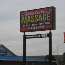 Golden Phoenix Massage - Our sign, we located right by the highway and perfect for truck drivers too. Since we are located right by the gas station.