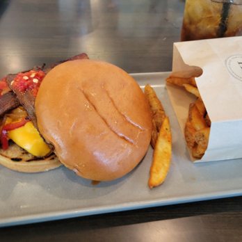 Harrington House - The $19 "Are you a piece of shit?" burger, and the curry powder fries. - Beer, Wine & Spirits Near Me - Bakersfield, California