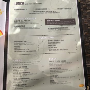 Eden Trattoria - Lunch menu - Italian Near Me - Etobicoke, Ontario Eden Trattoria - Lunch menu - Italian Near Me - Etobicoke, Ontario