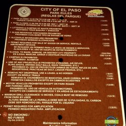 City of El Paso Park - Park Rules