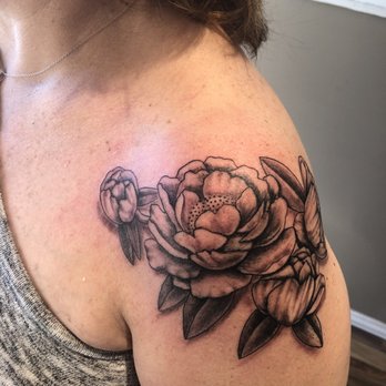 Mayhem Ink Tattoo - Peonies by Grant - Tattoo Near Me - Nashua, New Hampshire Mayhem Ink Tattoo - Peonies by Grant - Tattoo Near Me - Nashua, New Hampshire