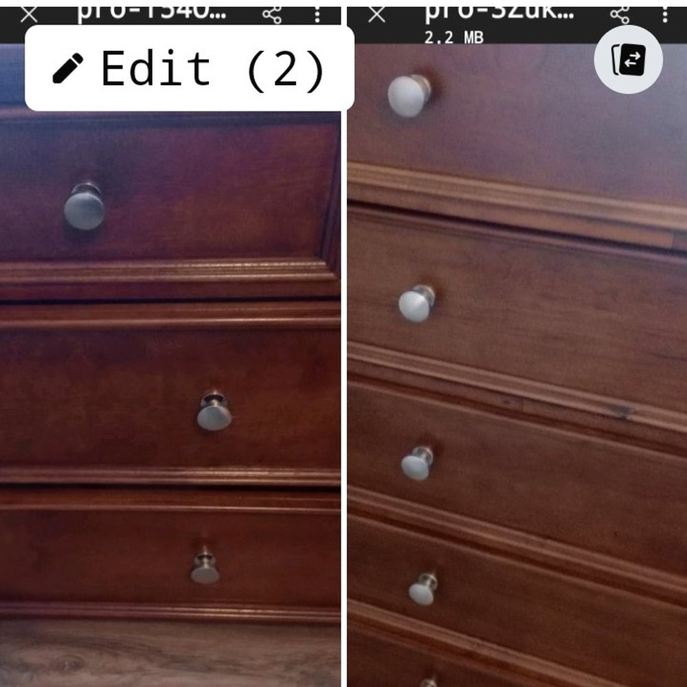 These 2 photos  the dark colored is my dresser which is the color & style I purchased
