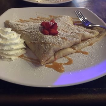 Café Rome - Caramel Crepe with Strawberries and Whipped Cream - Creperies Near Me - Turlock, California