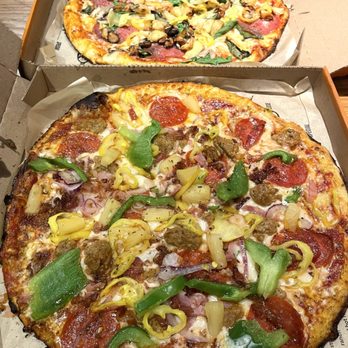 Blaze Pizza - Our "Build Your Own Pizza" masterpieces.   They were delicious! - Salad Near Me - Lancaster, California