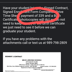 Mr.R's Driving School - Price $339 in the email. They obviously forgot to edit their emails to the new prices.