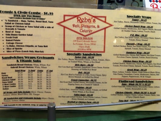 Menu photo 6 Reba's Pizzeria & deli La Grange, TX Menu photo 6 Reba's Pizzeria & deli La Grange, TX