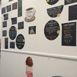 Tabitha's Ice Cream - Wall of specialty dessert options at Tabitha's ice cream parlor in Fairfield