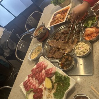 Don Blanc - Beef Set A, Corn Cheese ($9), Mini Spicy Raw Crab ($25) and Tteok Bokki ($12) & Kimchi Soup. - Korean Near Me - Oakland, California