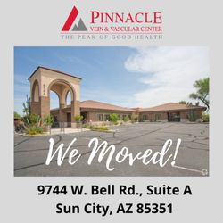 Pinnacle Vein and Vascular Center - As of 9/21/2021, we moved our Sun City/Surprise office to a larger nearby location! 9744 W. Bell Rd., Suite A, Sun City, AZ