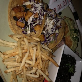 Venice Beach Bar & Kitchen - Sweet potato tacos with shoestring fries and canned black beans-all served cold to lukewarm - Dive Bars Near Me - Venice, California