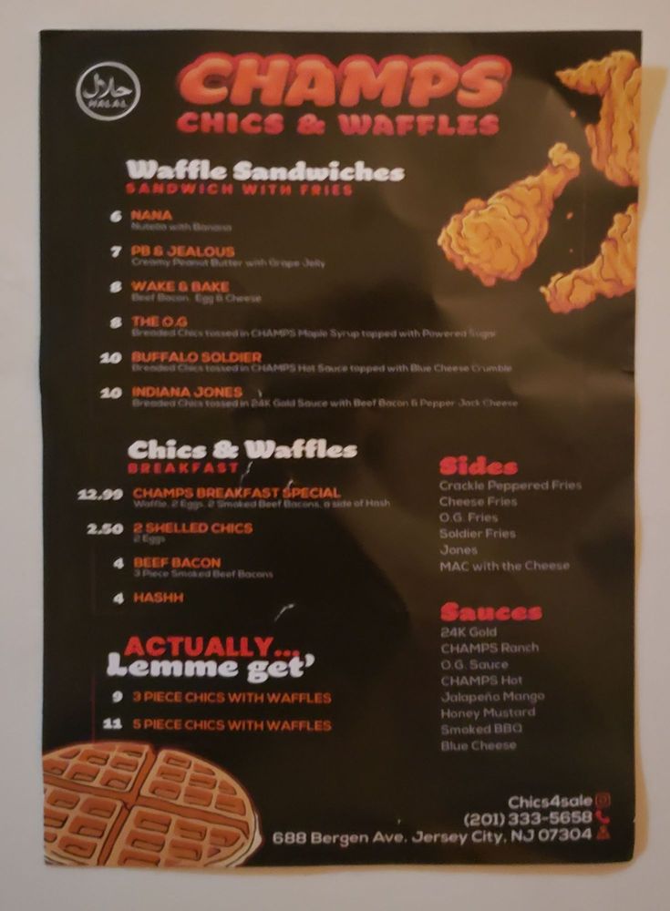 CHAMPS CHICS & WAFFLES 688 Bergen Ave, Jersey City, New Jersey