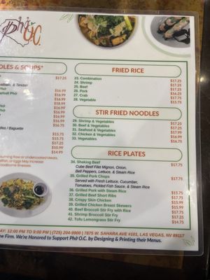 Menu photo 2 Pho O.C. Las Vegas, NV