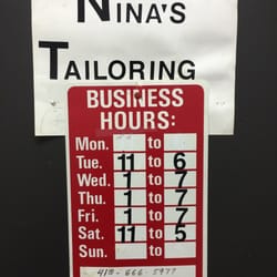 Nina's Tailoring - Hours :)