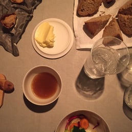 Amuse gueule - golden beet soup, root salad and amazing homemade bread