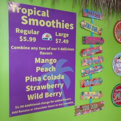 Tropical Sunrise Shaved Ice & Smoothies - Smoothie flavors, I heard the other customers say they loved theirs while I ate my shave ice