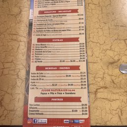 The whole menu The whole menu