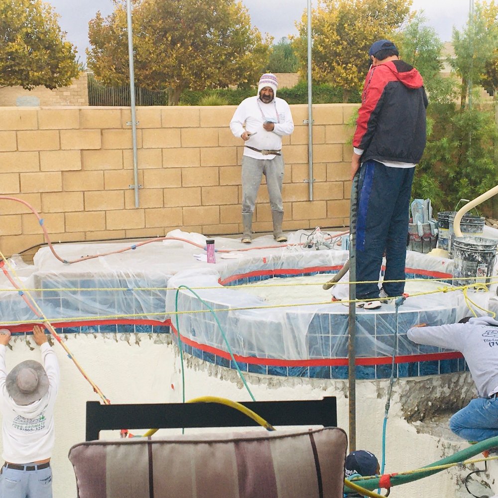 JB Pool Plastering - Plaster crew working on spa and pool. - Pool & Hot Tub Service Near Me - Bloomington, California