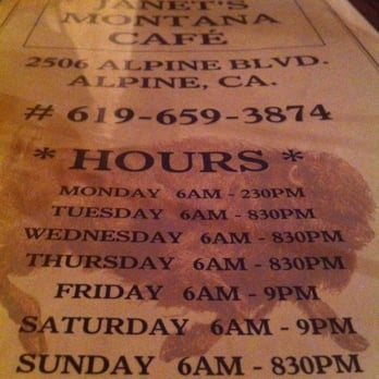 Janet's Montana Cafe - American Near Me - Alpine, California Janet's Montana Cafe - American Near Me - Alpine, California