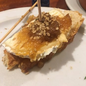Gasterea - Goat cheese with candied fig. I'll be dreaming about this. - Basque Near Me - Barcelona, B Gasterea - Goat cheese with candied fig. I'll be dreaming about this. - Basque Near Me - Barcelona, B