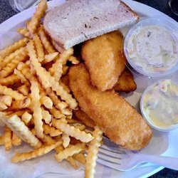 Northside Bar and Grill - Haddock Dinner with french fries, tarter sauce, coleslaw, and rye bread