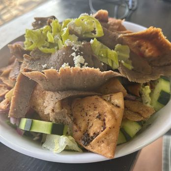 Shawarma House - Fattoush Salad with gyro - Mediterranean Near Me - San Diego, California Shawarma House - Fattoush Salad with gyro - Mediterranean Near Me - San Diego, California