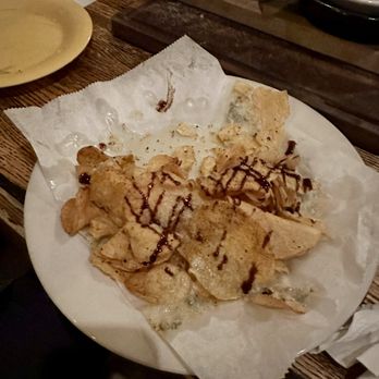 C&C Wood Fired Eats - House chips with blue cheese (sorry they were so good we ate some before the pic) - Pizza Near Me - Key Largo, Florida C&C Wood Fired Eats - House chips with blue cheese (sorry they were so good we ate some before the pic) - Pizza Near Me - Key Largo, Florida