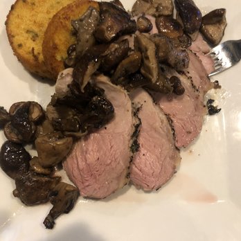 Grand Slam Grill - Roasted pork loin with wild mushrooms and fried mash patties! Wow! - New American Near Me - Olean, New York