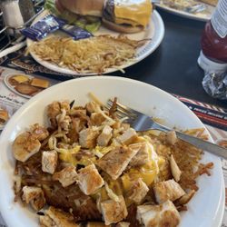 Chicken bowl, double cheeseburger and kids grilled cheese