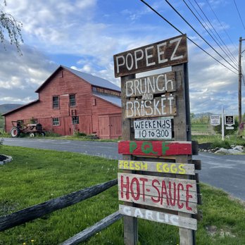 POP-EEZ Brunch And Brisket - a sign in front of a barn - Breakfast & Brunch Near Me - Wallkill, New York POP-EEZ Brunch And Brisket - a sign in front of a barn - Breakfast & Brunch Near Me - Wallkill, New York