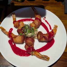 Bacon wrapped shrimp appetizer