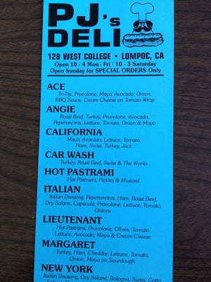 Menu photo 6 P.J.'s Deli Lompoc, CA Menu photo 6 P.J.'s Deli Lompoc, CA