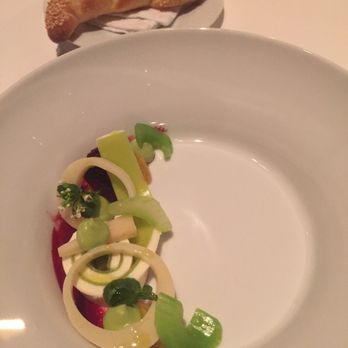 Per Se - Marinated bets, celery branch, watercress, avocado mousse - French Near Me - New York, New York Per Se - Marinated bets, celery branch, watercress, avocado mousse - French Near Me - New York, New York