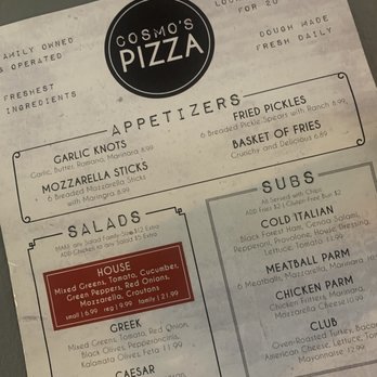 Cosmo's Pizzeria Southern Shores at the Market Place - the menu for the restaurant - Italian Near Me - Southern Shores, North Carolina