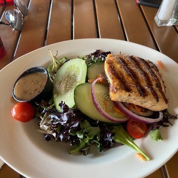 Tuna Striker Pub - Garden salad with grilled salmon - Seafood Near Me - Seabrook, New Hampshire Tuna Striker Pub - Garden salad with grilled salmon - Seafood Near Me - Seabrook, New Hampshire
