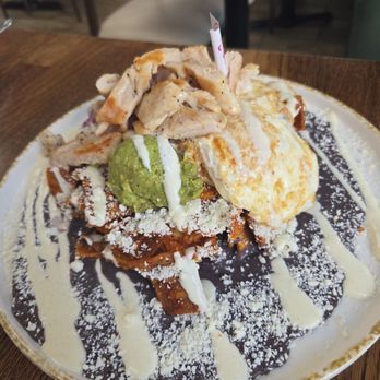 Madres Brunch - Chilaquiles Rojo with chicken - Breakfast & Brunch Near Me - Whittier, California Madres Brunch - Chilaquiles Rojo with chicken - Breakfast & Brunch Near Me - Whittier, California