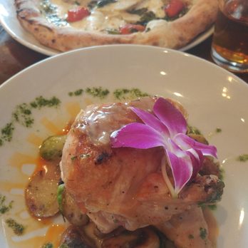 Farmer's Table - So much chicken! With an edible flower :) - New American Near Me - La Mesa, California Farmer's Table - So much chicken! With an edible flower :) - New American Near Me - La Mesa, California