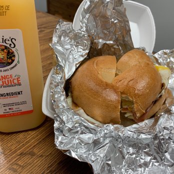 Broadway Bagels & Deli - Natalie's OJ and #3 on a plain bagel! - Breakfast & Brunch Near Me - Stuart, Florida