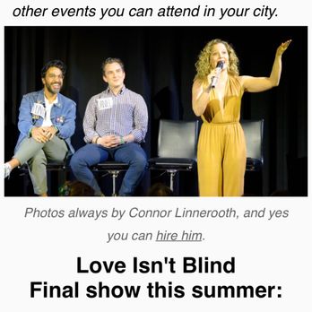 Love Isn't Blind - Show host and contestants - Comedy Clubs Near Me - Los Angeles, California Love Isn't Blind - Show host and contestants - Comedy Clubs Near Me - Los Angeles, California