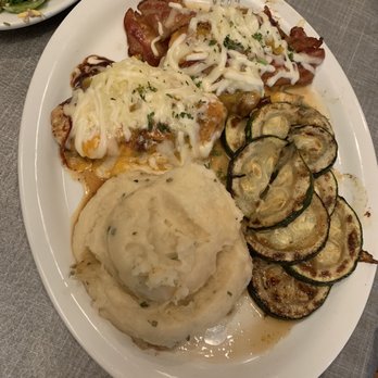 Ruby Tuesday - Smoked BBQ chicken smothered in cheese. With two sides, mashed potatoes and zucchini. - American Near Me - Ellenton, Florida