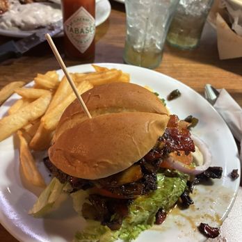 Denny's - Bourbon burger with cold regular fries. - Diners Near Me - Galt, California Denny's - Bourbon burger with cold regular fries. - Diners Near Me - Galt, California