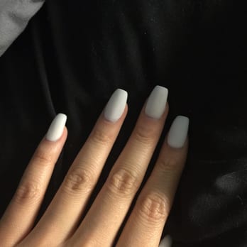 Gossip Nails Spa - Matte white nails coffin shaped. - Nail Salons Near Me - Houston, Texas Gossip Nails Spa - Matte white nails coffin shaped. - Nail Salons Near Me - Houston, Texas
