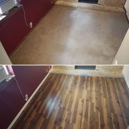 Before - old carpet After - new laminate Before - old carpet After - new laminate